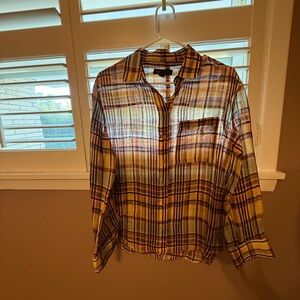 Zara Multicolor Plaid Button Down Shirt